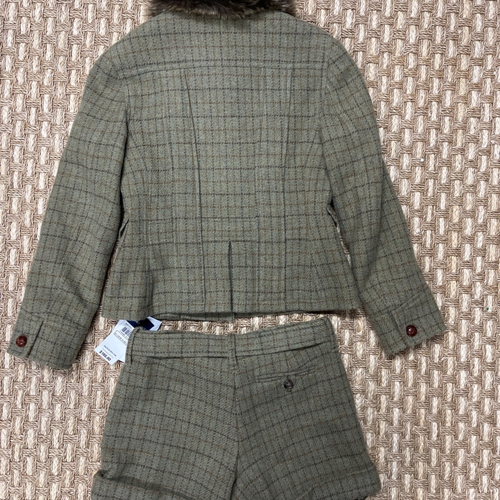 Ralph Lauren Tweed Lined French Blazer Shorts Wool Blend Girl Sz 8 Made In Italy - Picture 11 of 12
